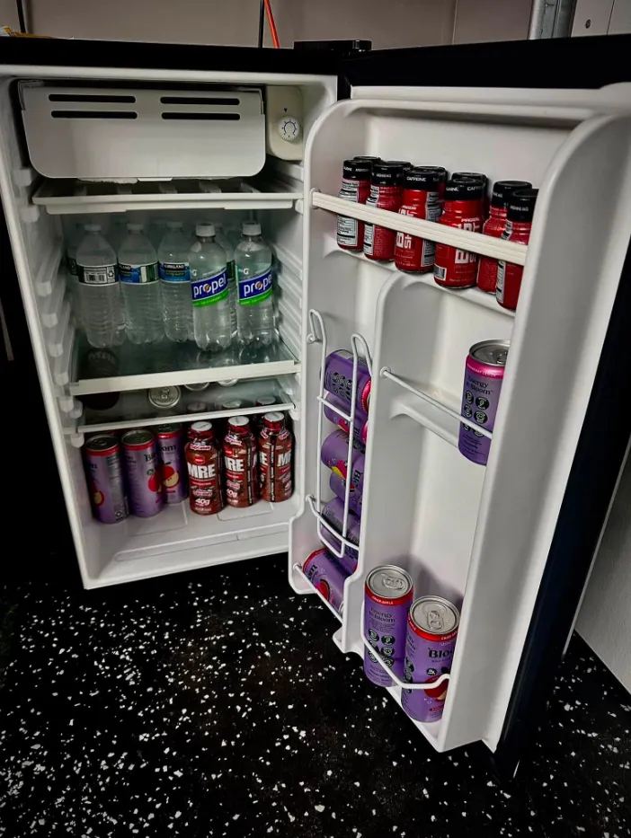 Complimentary beverage fridge